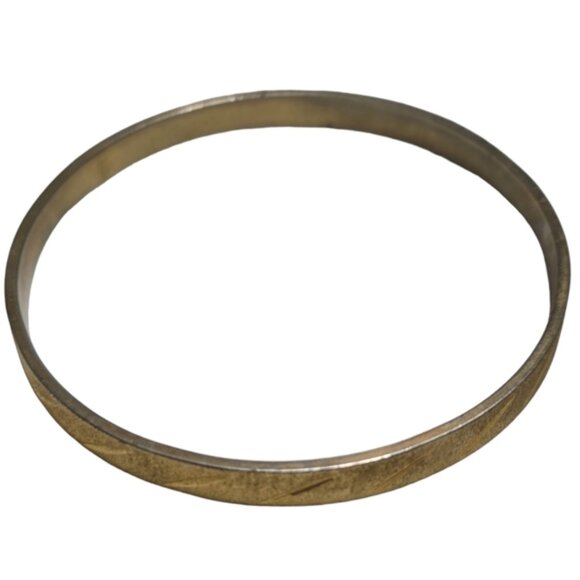 Vintage Monet Brass Bangle Bracelet, Diagonal Etched Line Design L11 - Picture 1 of 2